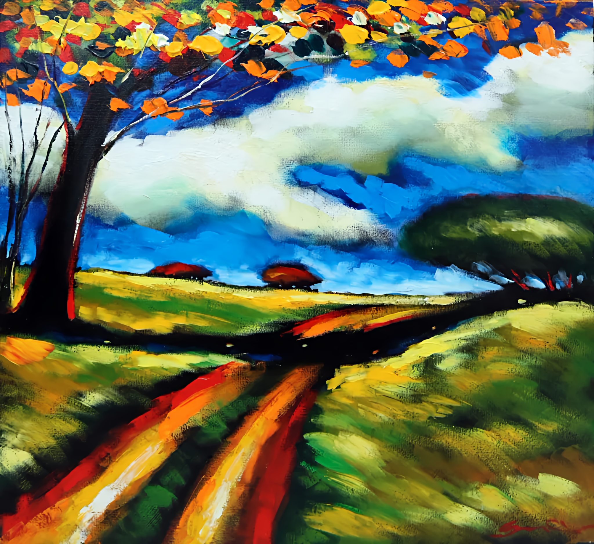 The Road's Autumn Fire